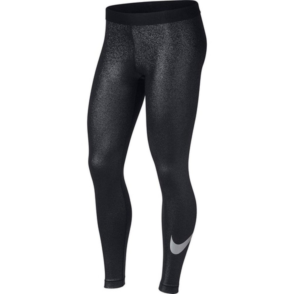 Nike Pro Black Silver Shimmer Tight Leggings Sz XL